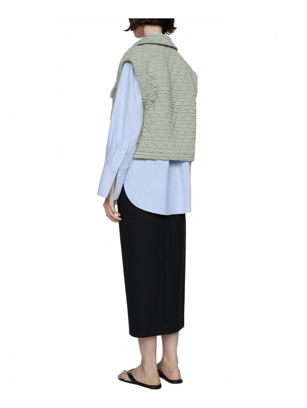 Mango Quilted Vest with Buttons NWT Pastel Green XS - Picture 9 of 9